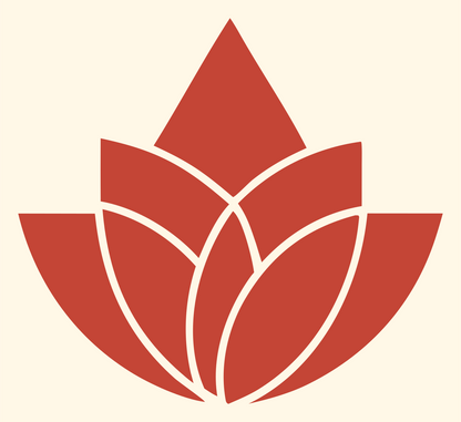 Bold Lotus Bloom Badge #fff8e7/#c44536