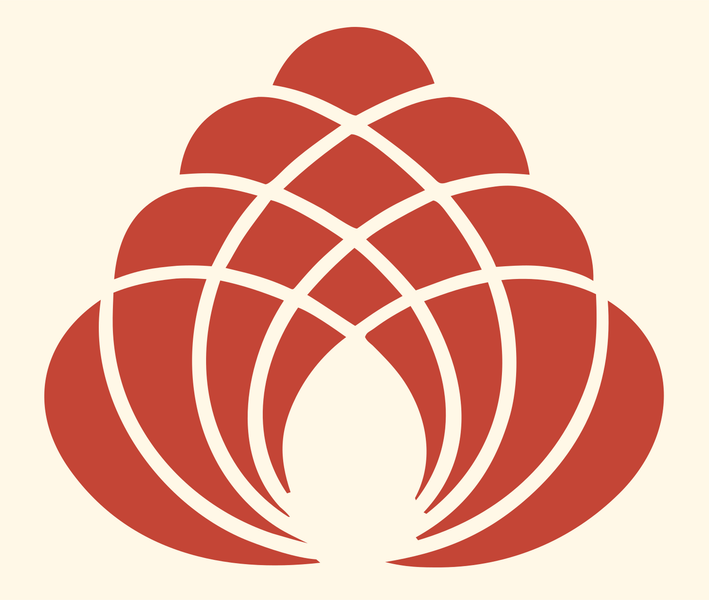 Bold Lotus Mandala Crest #fff8e7/#c44536