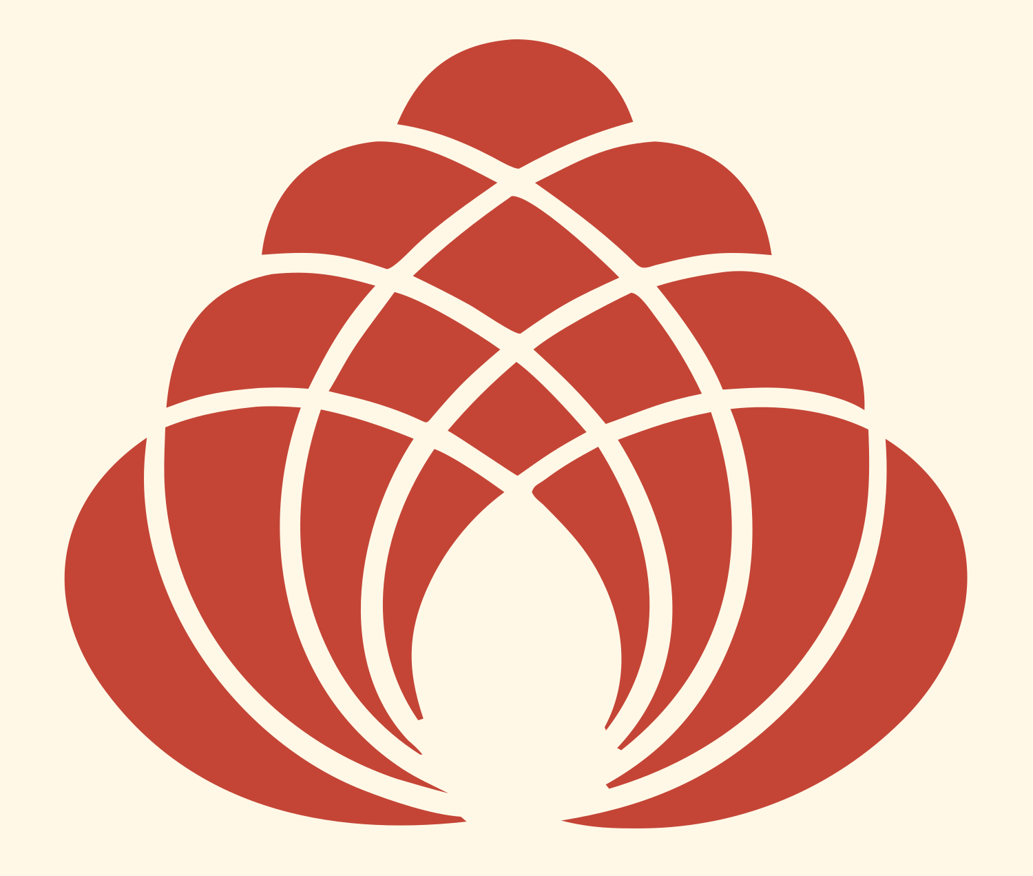Bold Lotus Mandala Crest #fff8e7/#c44536