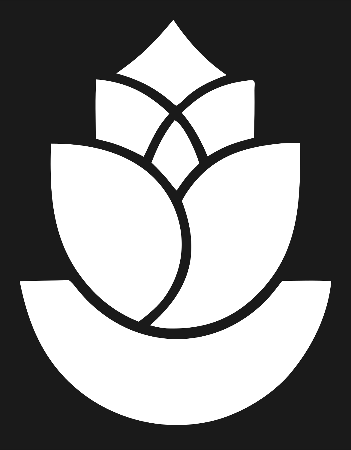 Geometric Lotus Bud Emblem #1a1a1a/#ffffff