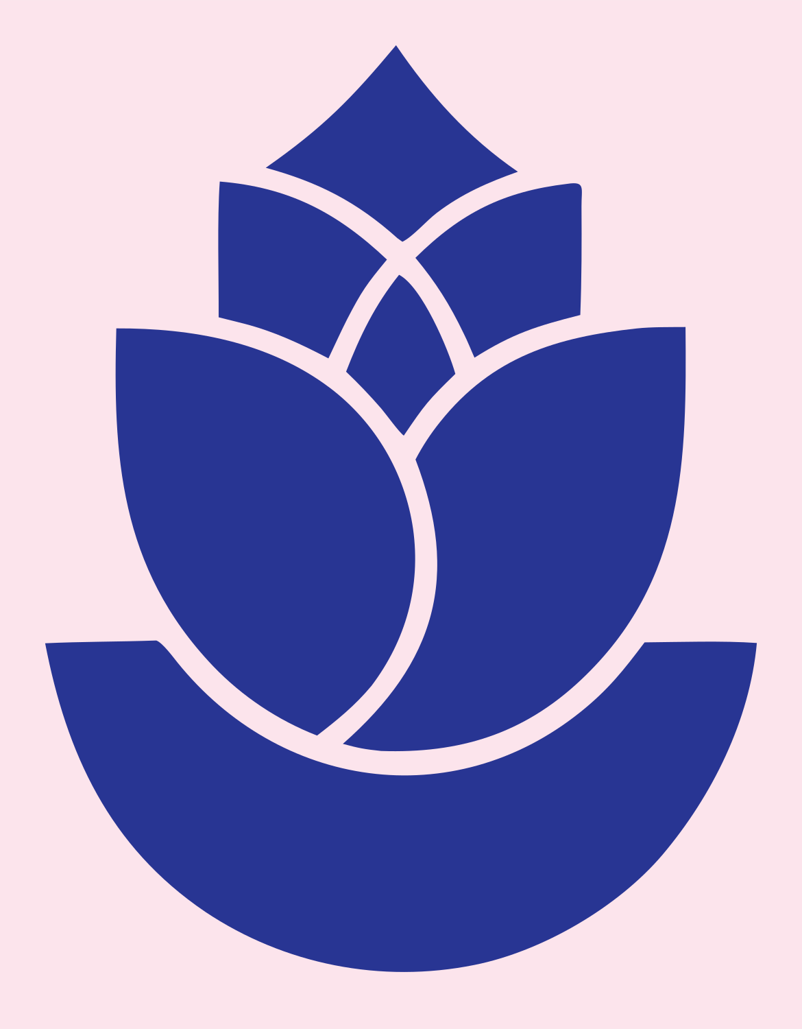 Geometric Lotus Bud Emblem #fce4ec/#283593