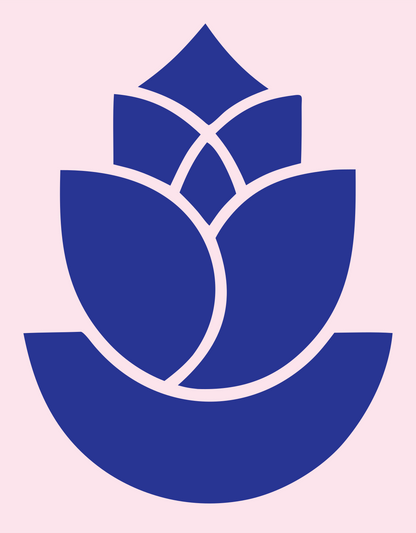 Geometric Lotus Bud Emblem #fce4ec/#283593