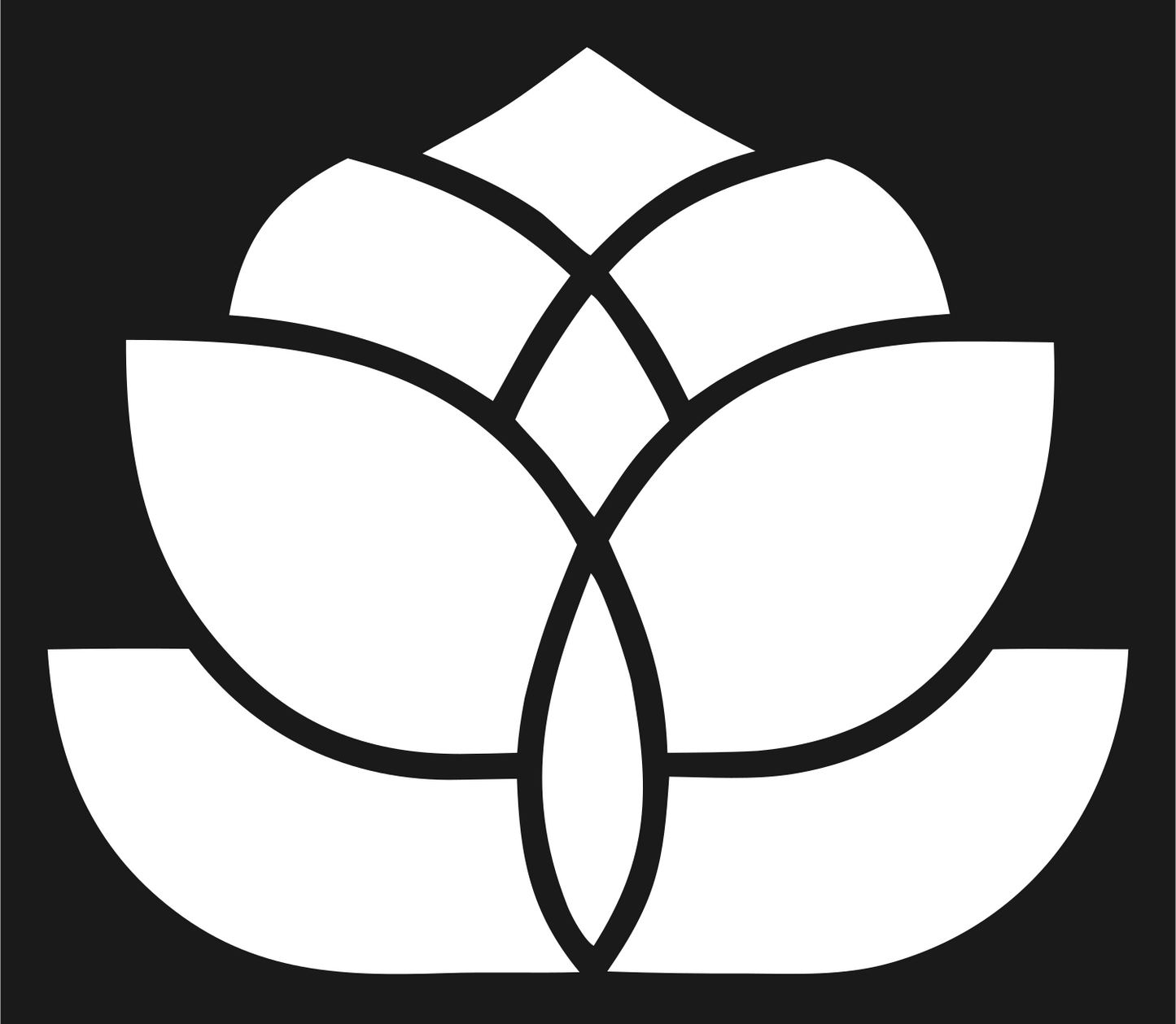 Monoline Lotus Petal Emblem #1a1a1a/#ffffff