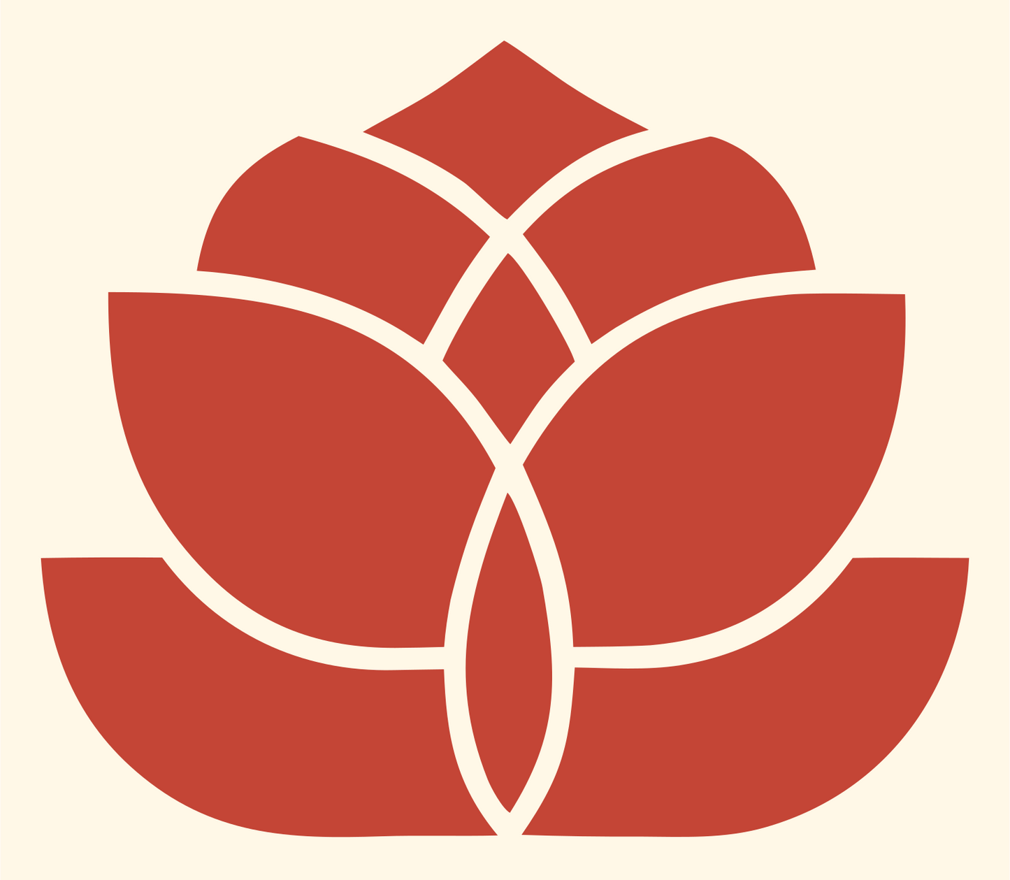 Monoline Lotus Petal Emblem #fff8e7/#c44536