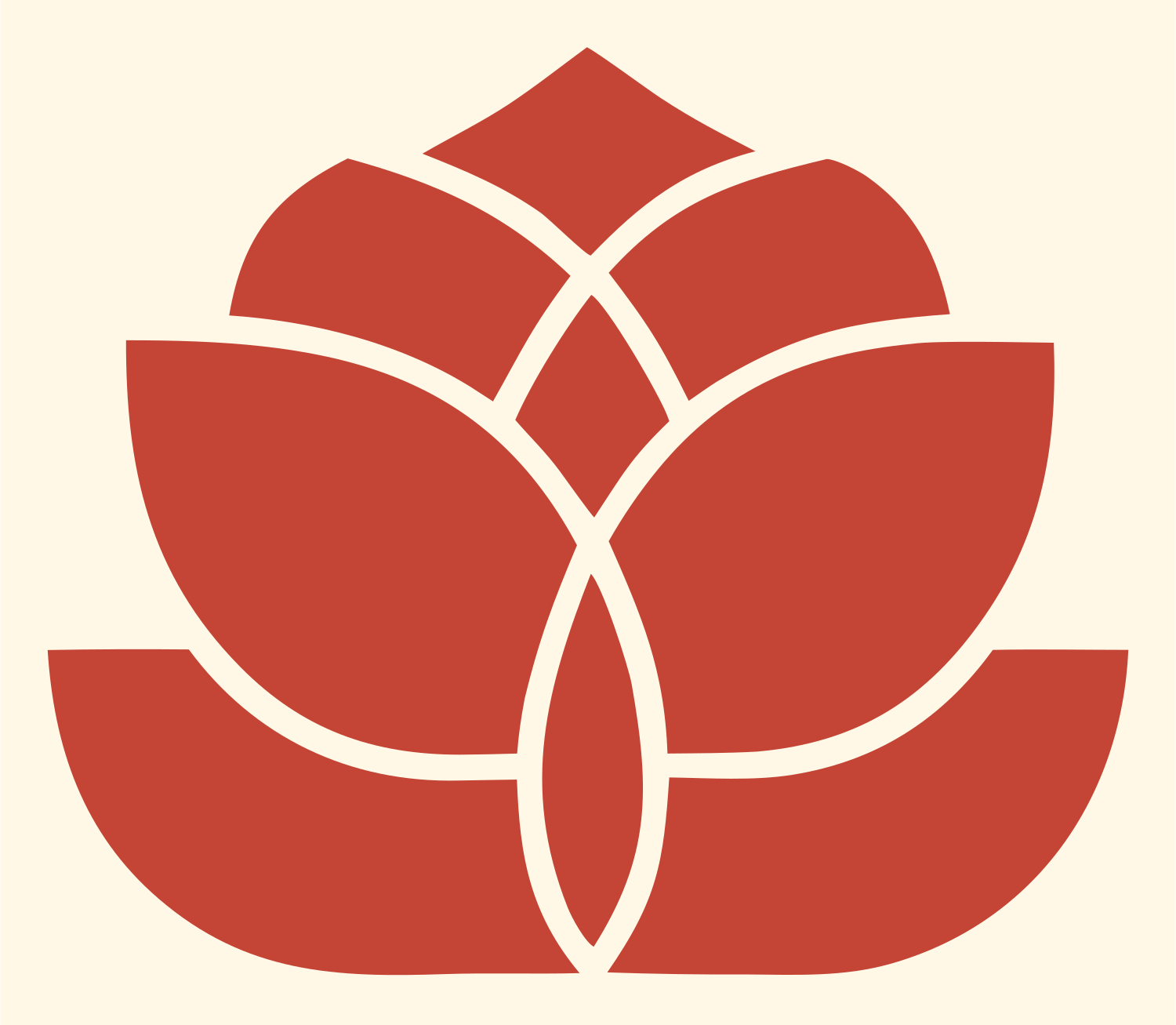 Monoline Lotus Petal Emblem #fff8e7/#c44536
