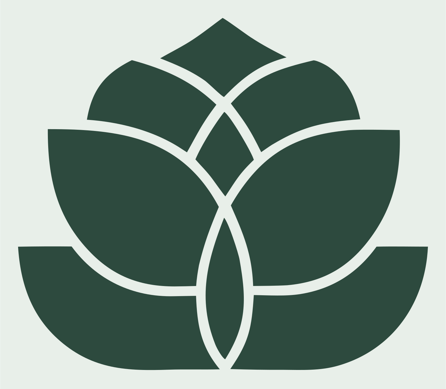 Monoline Lotus Petal Emblem #e8efe9/#2d4a3e