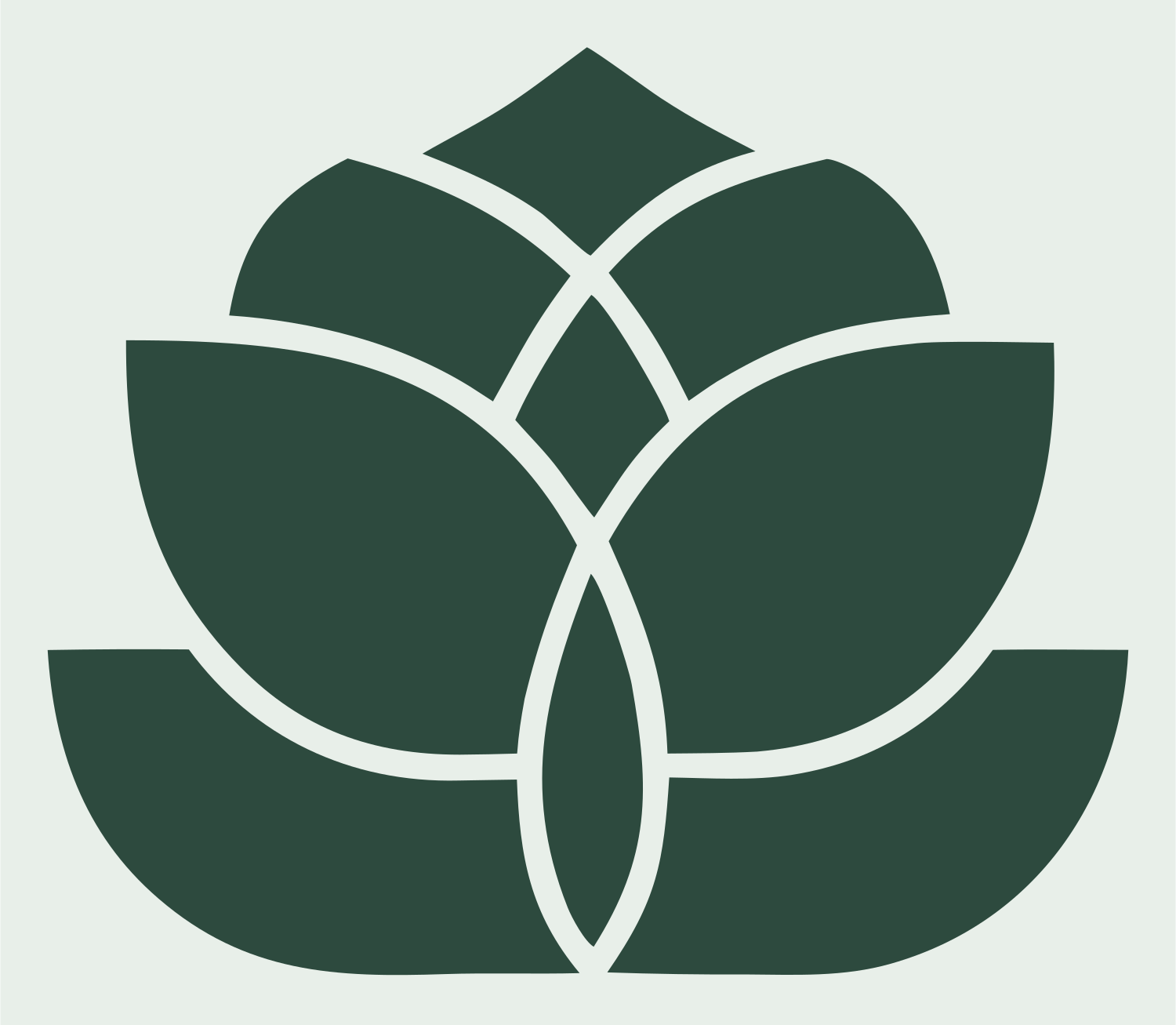 Monoline Lotus Petal Emblem #e8efe9/#2d4a3e