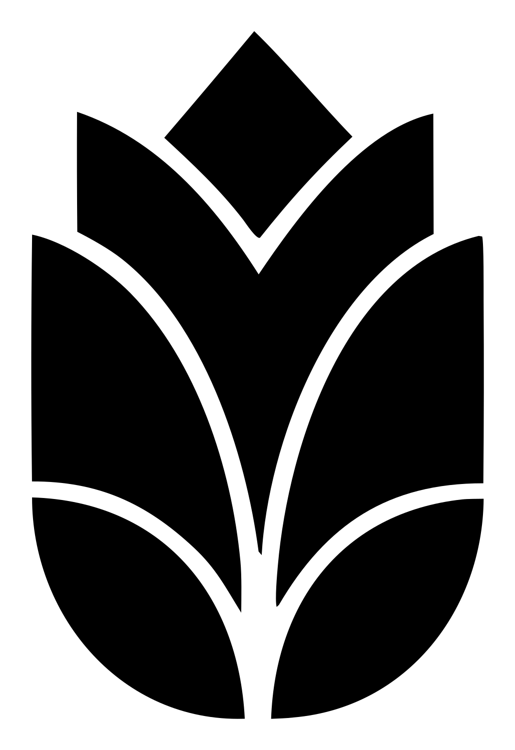 Geometric Lotus Leaf Icon #ffffff/#000000