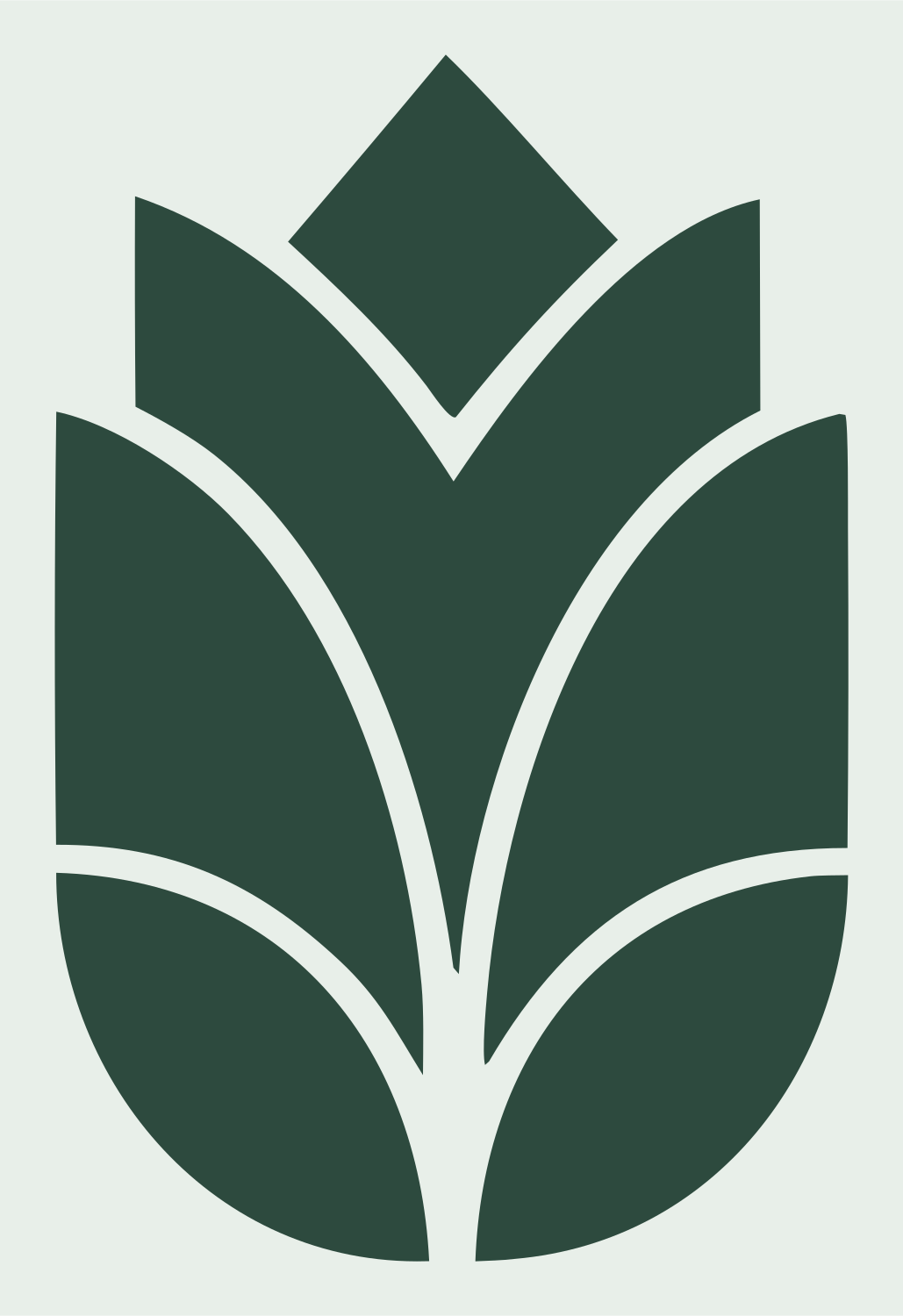 Geometric Lotus Leaf Icon #e8efe9/#2d4a3e