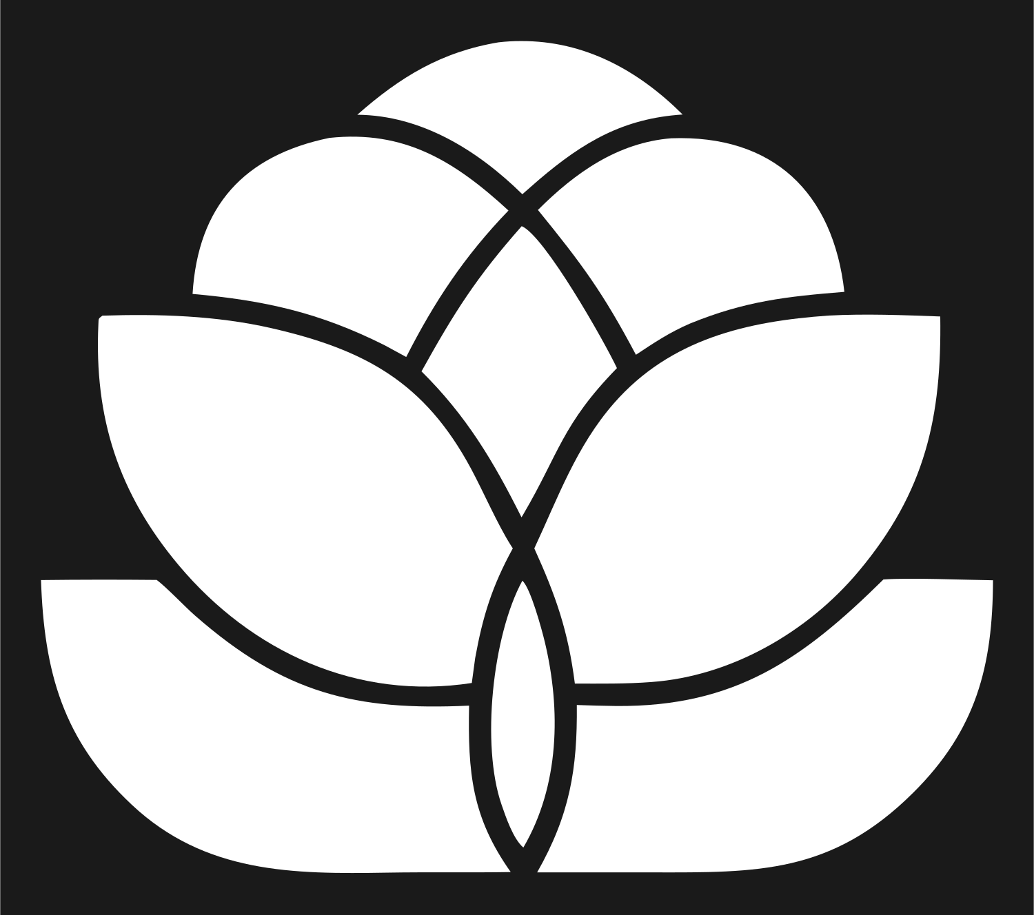 Monoline Lotus Blossom Emblem #1a1a1a/#ffffff