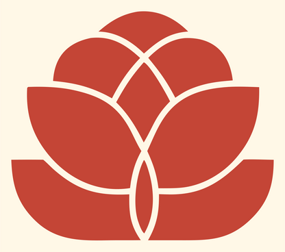 Monoline Lotus Blossom Emblem #fff8e7/#c44536
