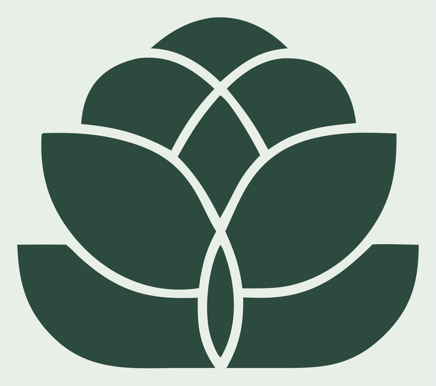 Monoline Lotus Blossom Emblem #e8efe9/#2d4a3e