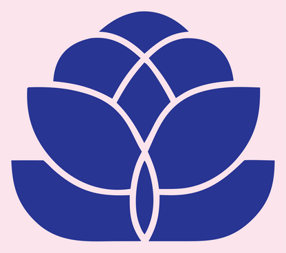 Monoline Lotus Blossom Emblem #fce4ec/#283593