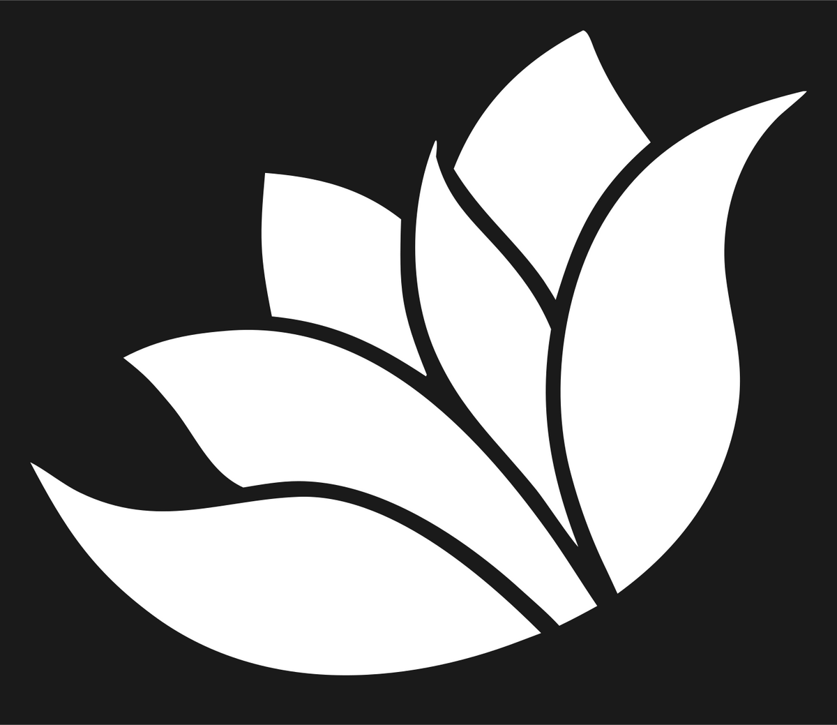 Silhouette Lotus Petal Mark #1a1a1a/#ffffff