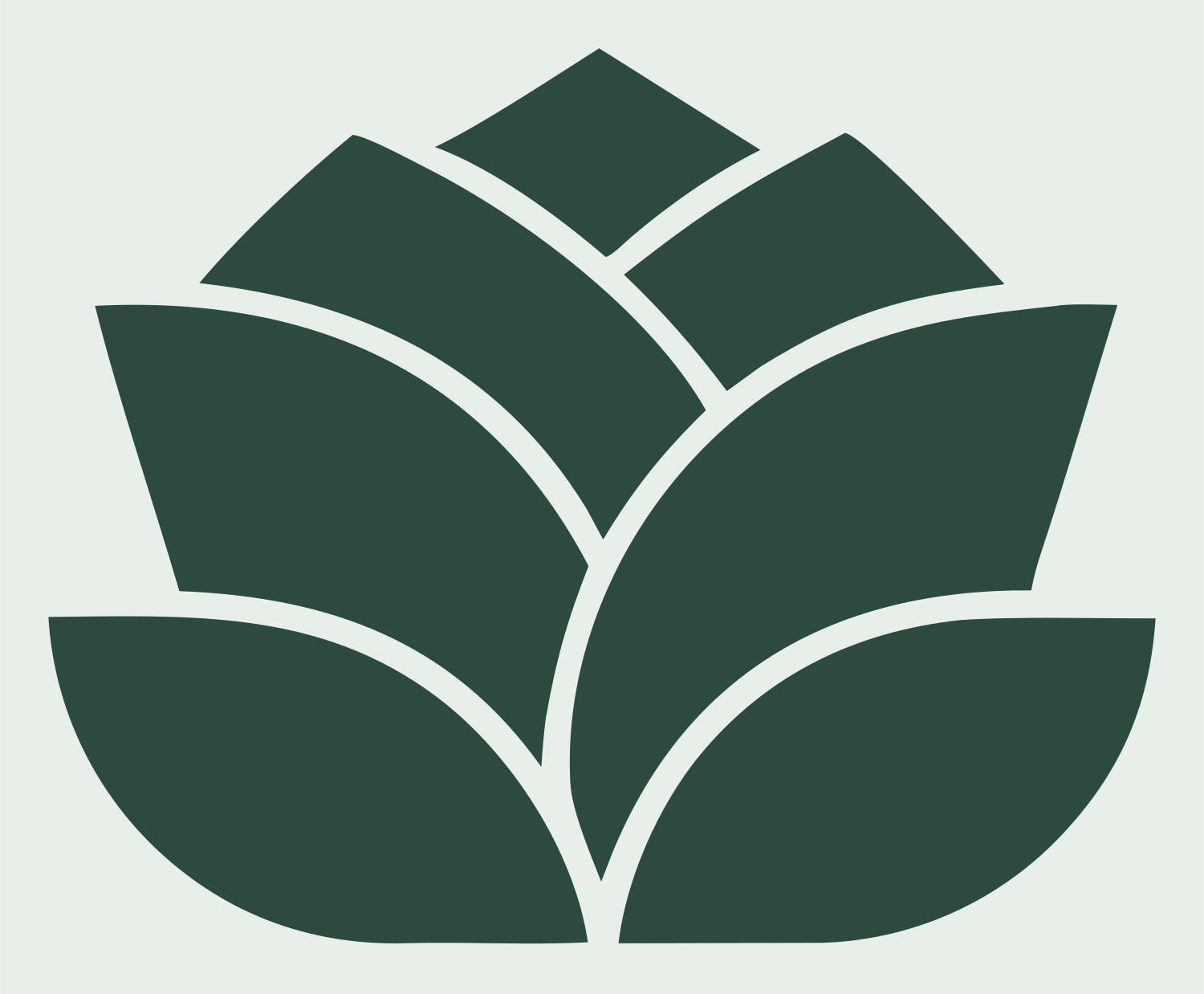 Geometric Lotus Silhouette Emblem #e8efe9/#2d4a3e