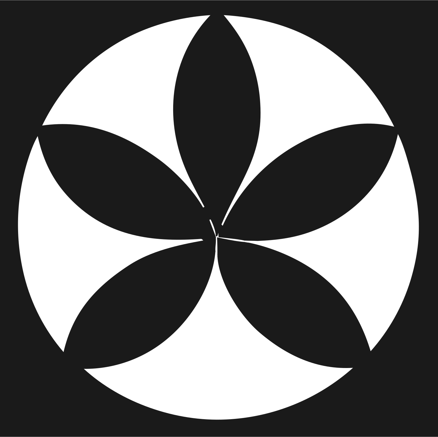 Negative Space Five Petal Lotus Mark #1a1a1a/#ffffff