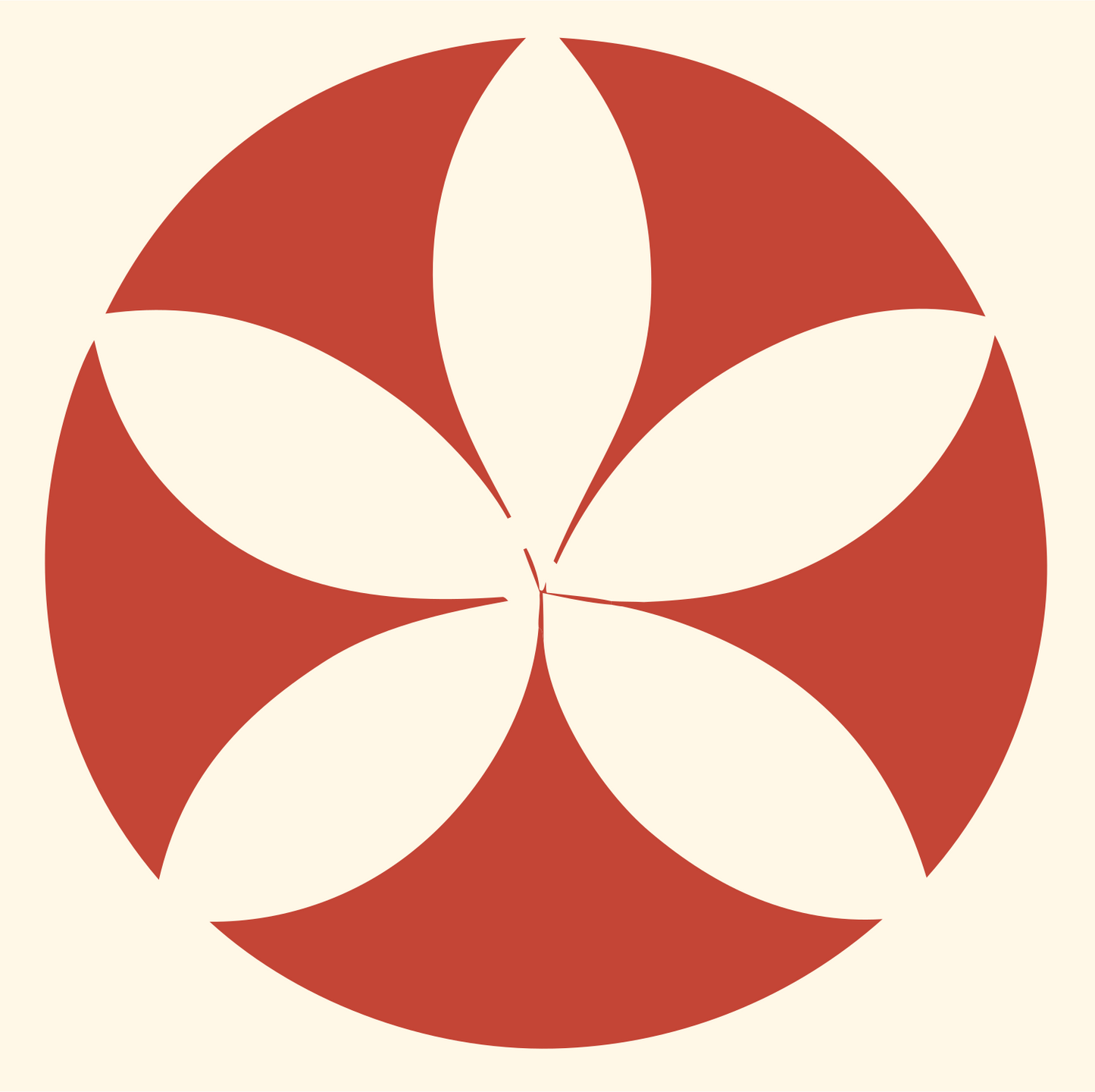 Negative Space Five Petal Lotus Mark #fff8e7/#c44536
