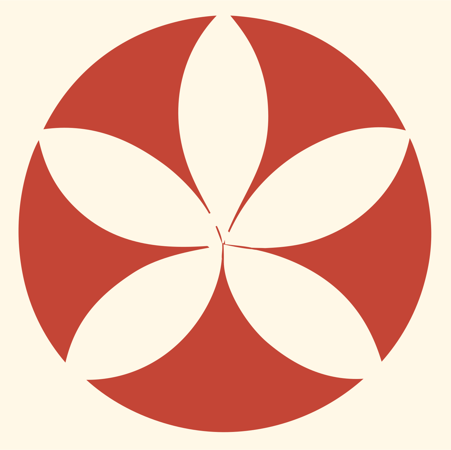 Negative Space Five Petal Lotus Mark #fff8e7/#c44536