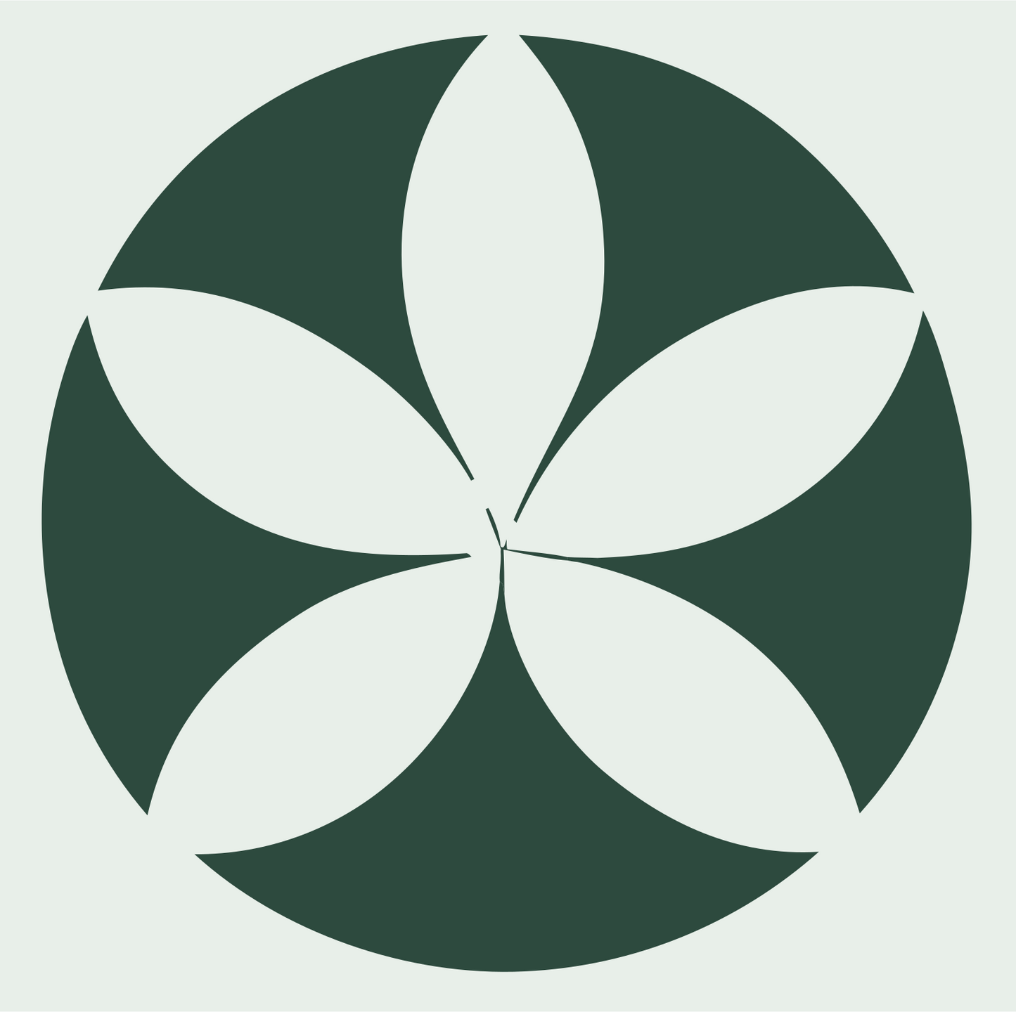 Negative Space Five Petal Lotus Mark #e8efe9/#2d4a3e