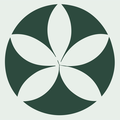 Negative Space Five Petal Lotus Mark #e8efe9/#2d4a3e
