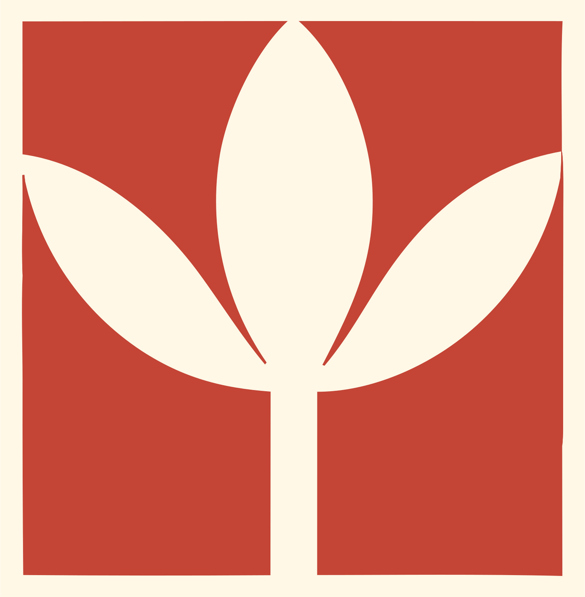 Negative Space Three Petal Lotus Mark #fff8e7/#c44536