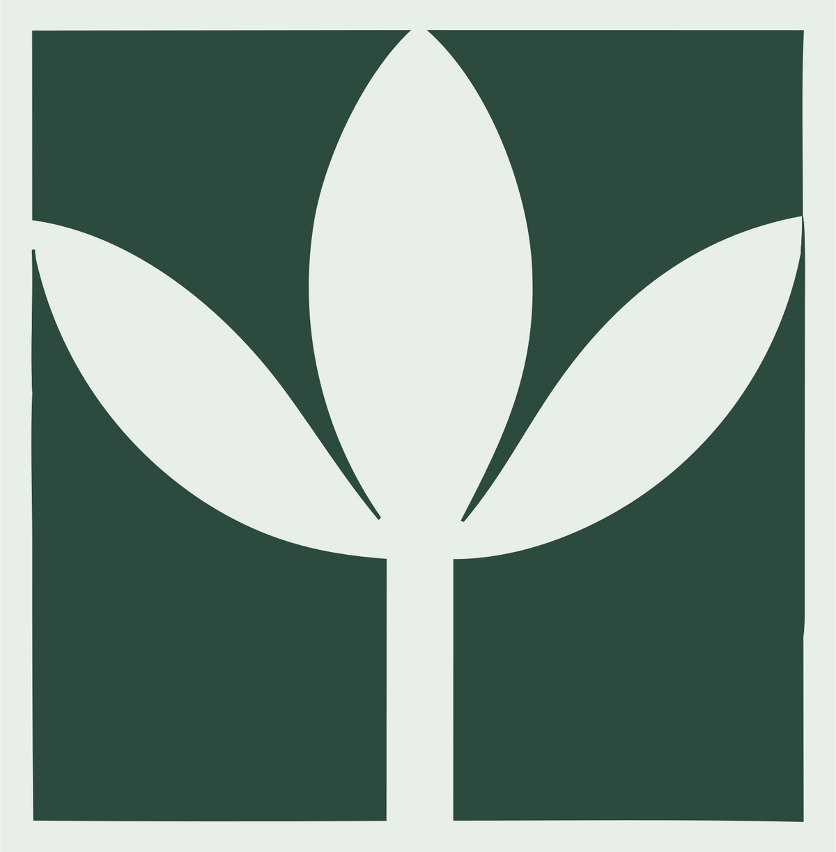 Negative Space Three Petal Lotus Mark #e8efe9/#2d4a3e