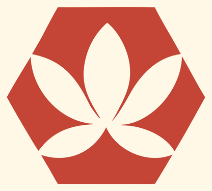 Negative Space Hexagon Lotus Mark #fff8e7/#c44536
