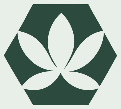 Negative Space Hexagon Lotus Mark #e8efe9/#2d4a3e