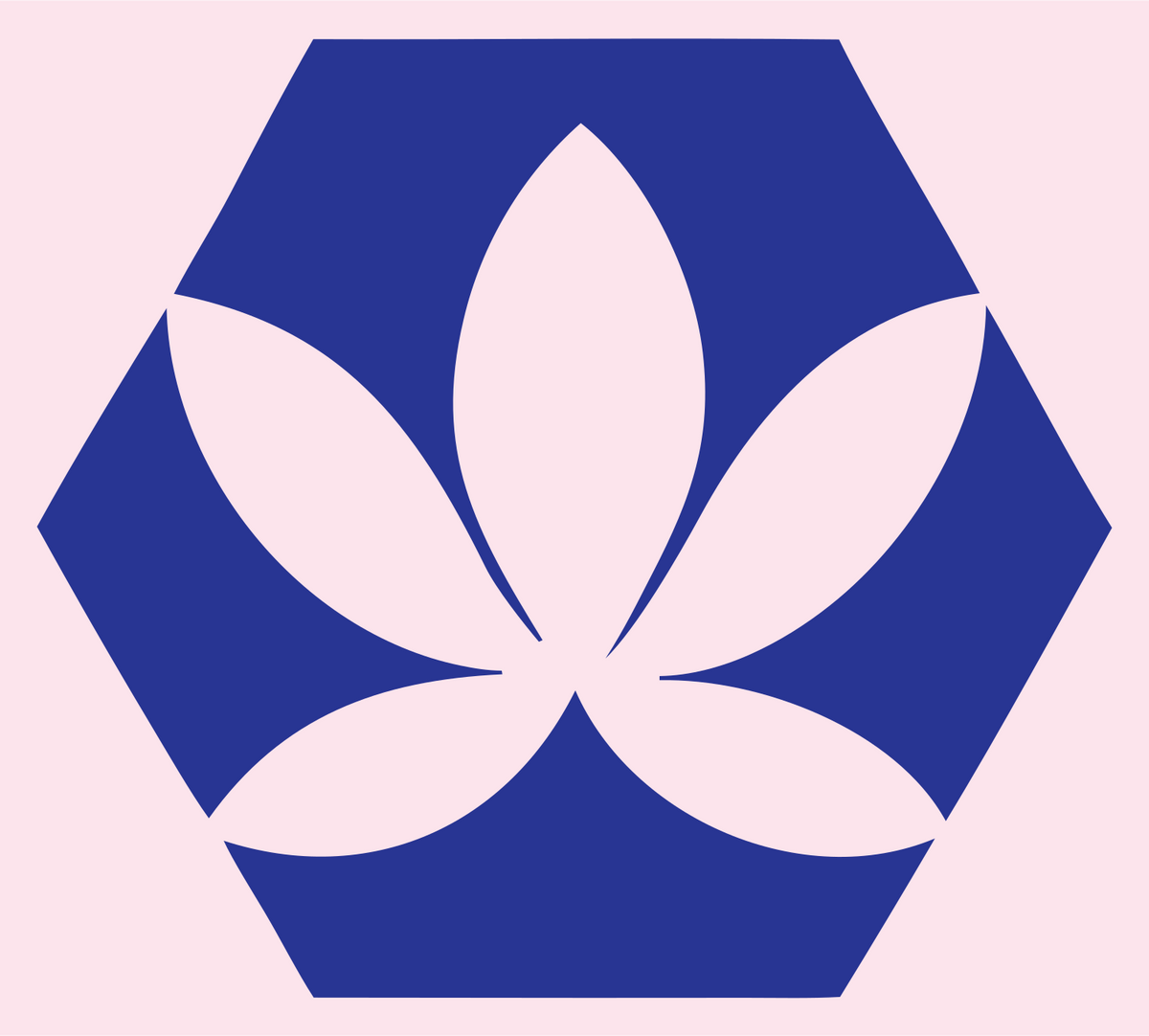 Negative Space Hexagon Lotus Mark #fce4ec/#283593