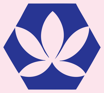 Negative Space Hexagon Lotus Mark #fce4ec/#283593