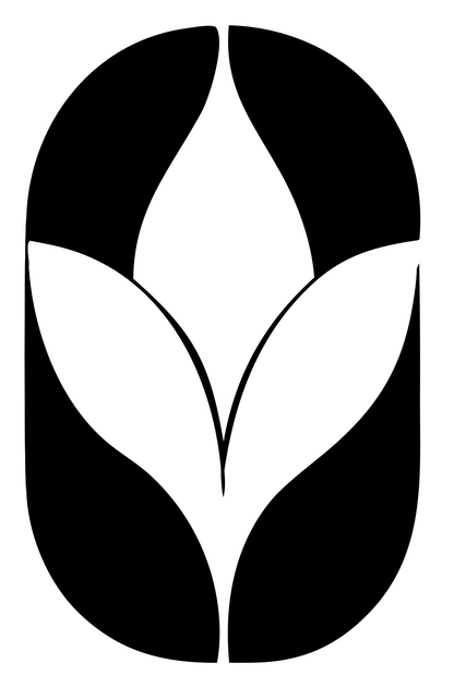Negative Space Oval Lotus Mark #ffffff/#000000