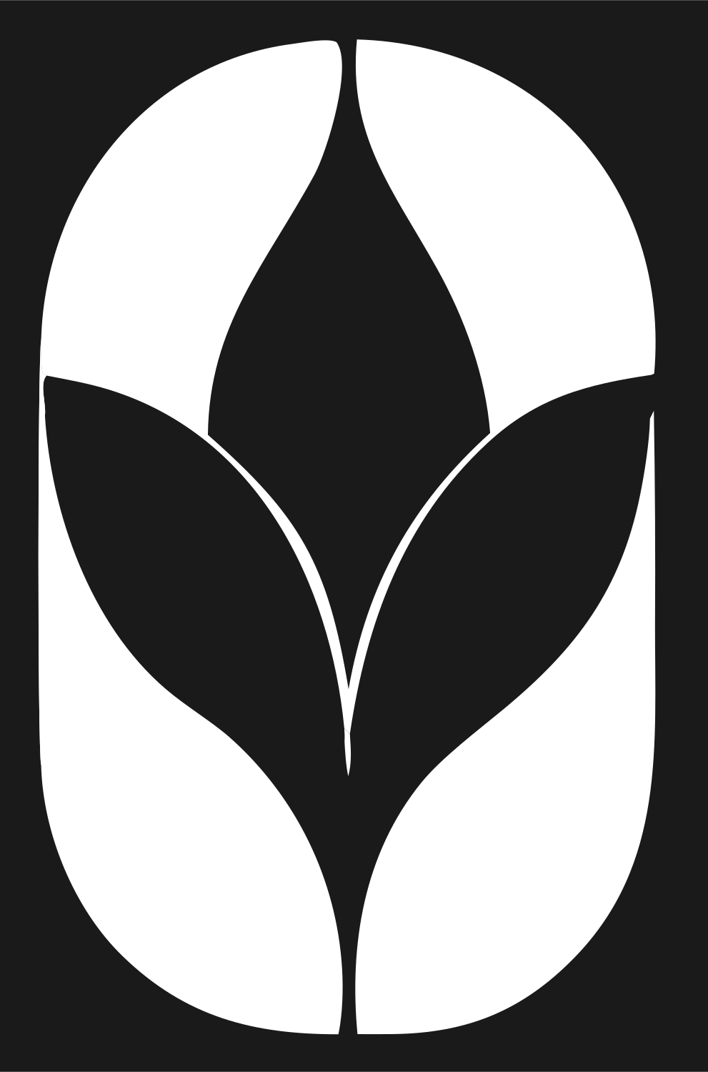 Negative Space Oval Lotus Mark #1a1a1a/#ffffff