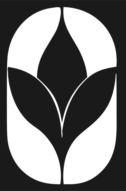 Negative Space Oval Lotus Mark #1a1a1a/#ffffff