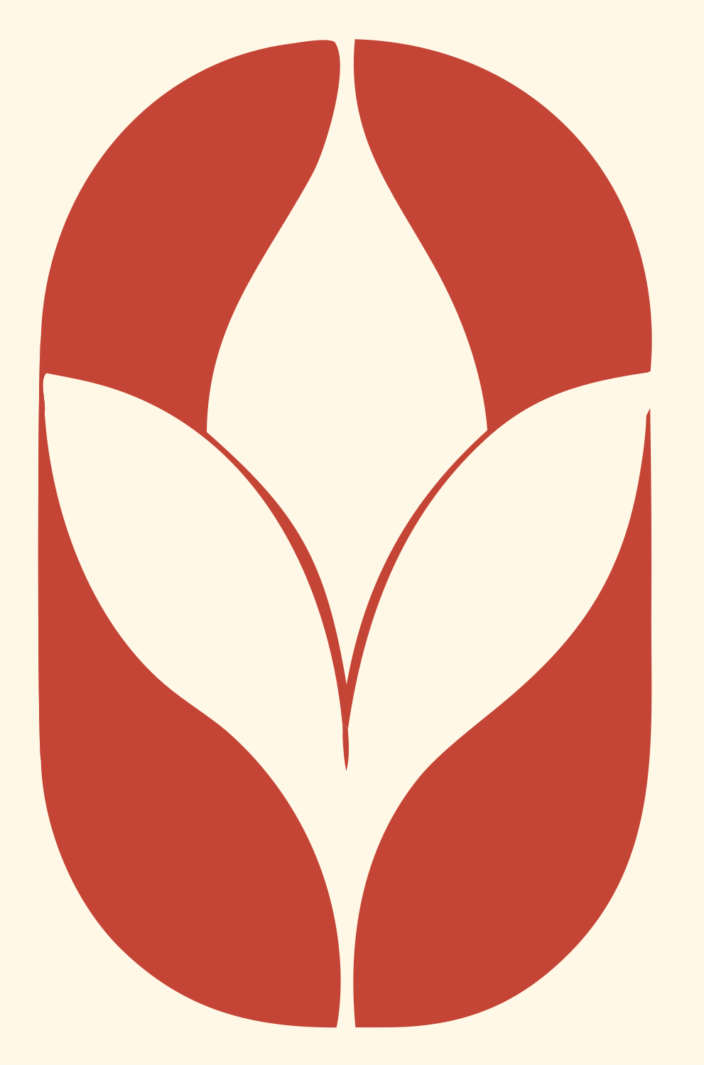 Negative Space Oval Lotus Mark #fff8e7/#c44536