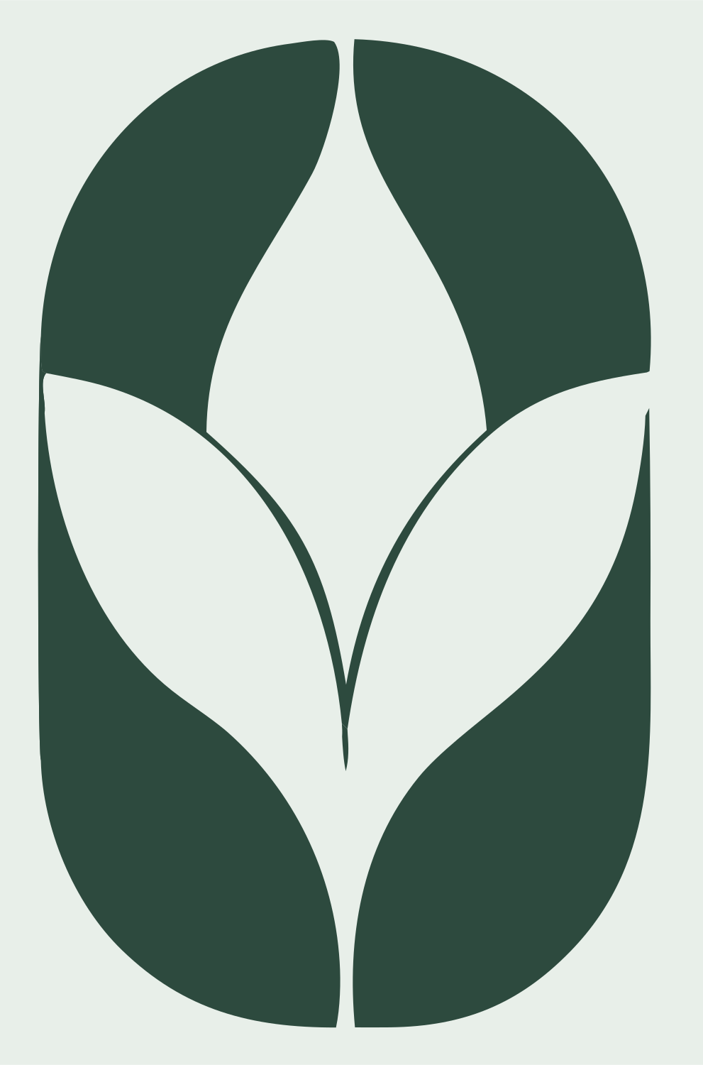 Negative Space Oval Lotus Mark #e8efe9/#2d4a3e
