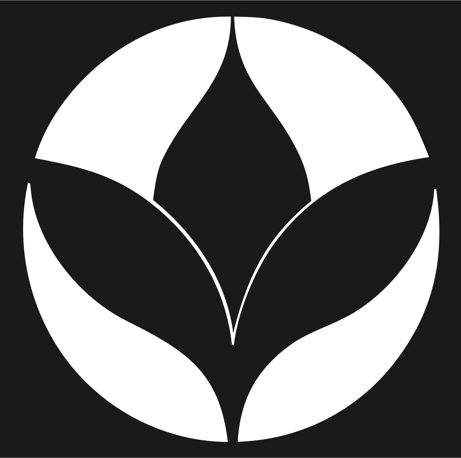 Negative Space Leaf Lotus Badge #1a1a1a/#ffffff