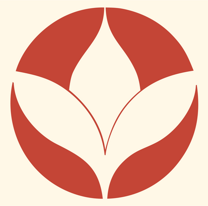 Negative Space Leaf Lotus Badge #fff8e7/#c44536