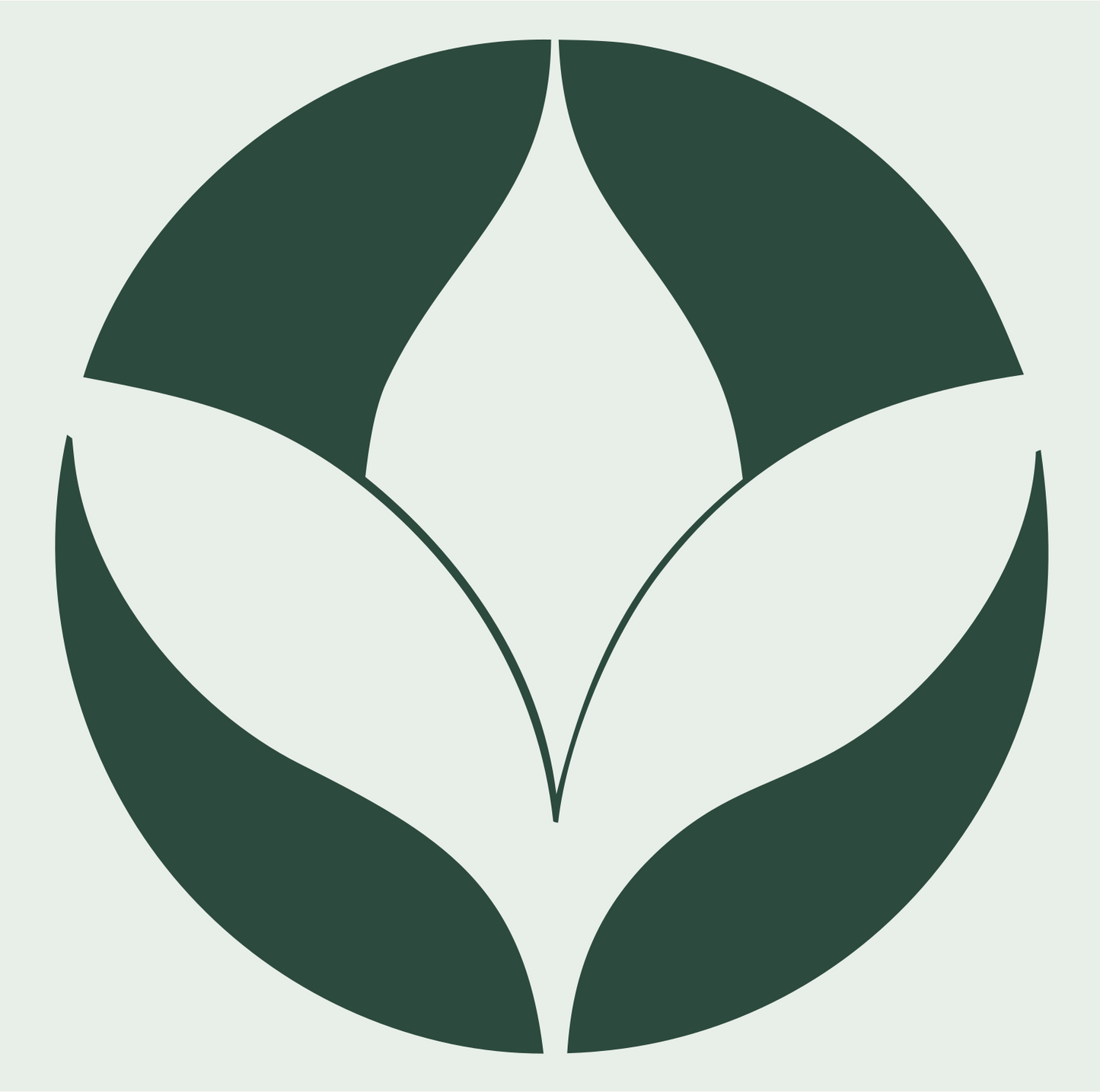 Negative Space Leaf Lotus Badge #e8efe9/#2d4a3e
