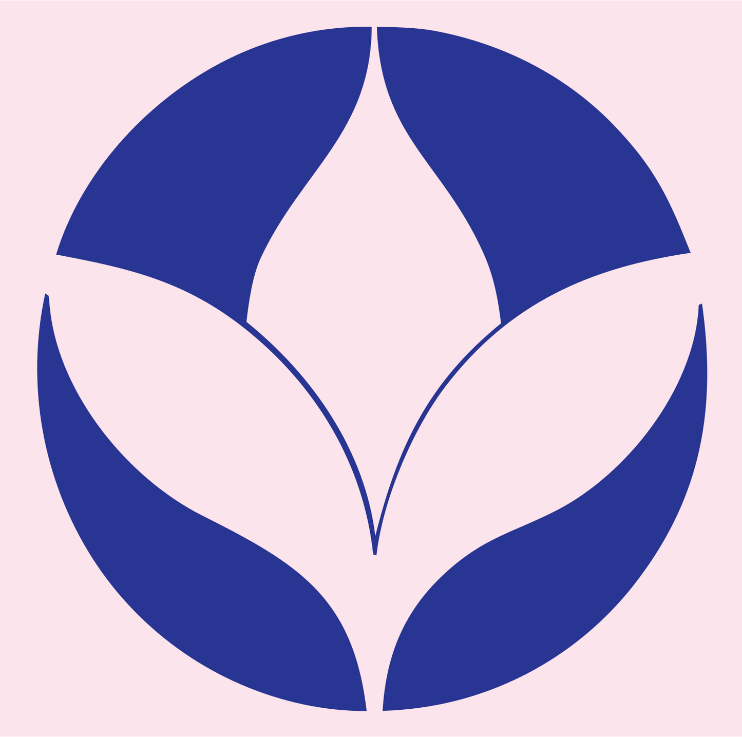 Negative Space Leaf Lotus Badge #fce4ec/#283593