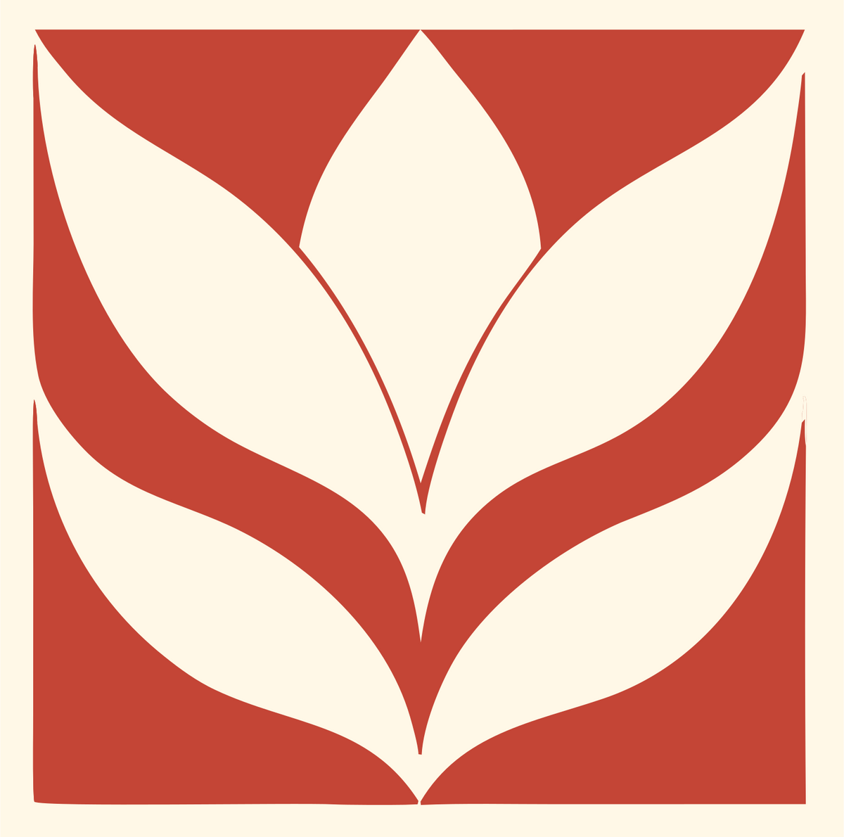 Negative Space Leaf Lotus Mark #fff8e7/#c44536