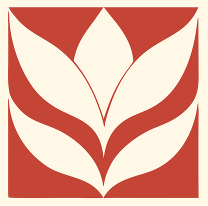 Negative Space Leaf Lotus Mark #fff8e7/#c44536