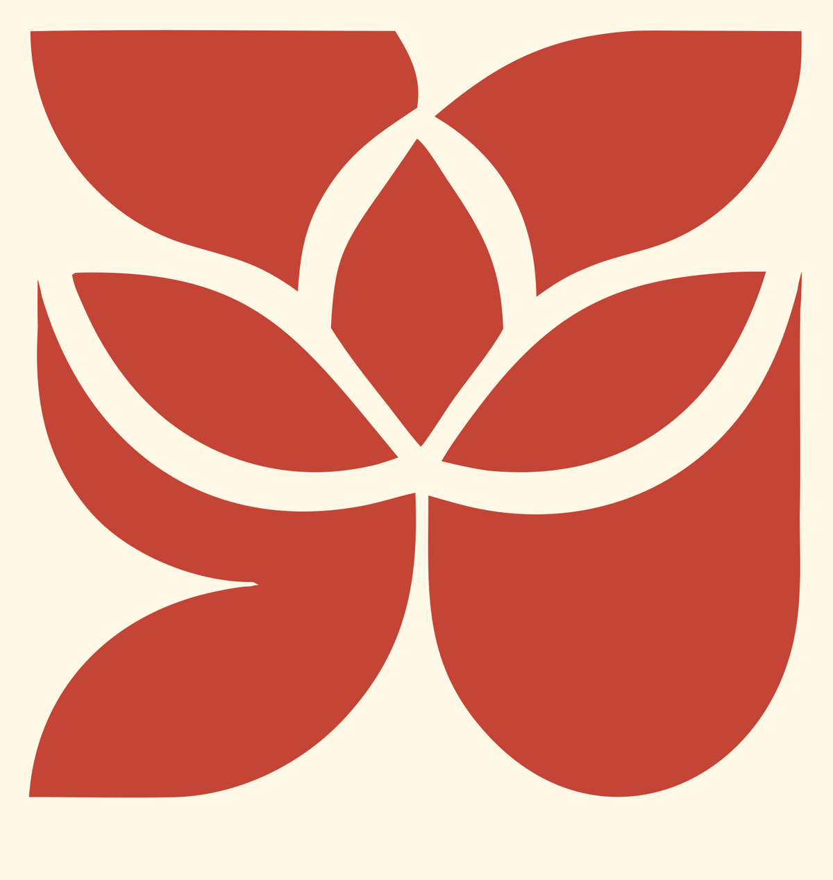 Negative Space Lotus Leaf Badge #fff8e7/#c44536