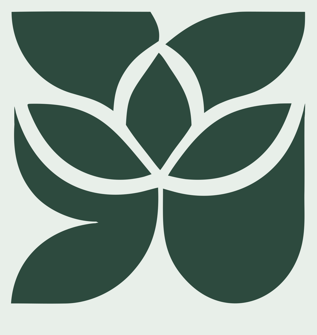 Negative Space Lotus Leaf Badge #e8efe9/#2d4a3e