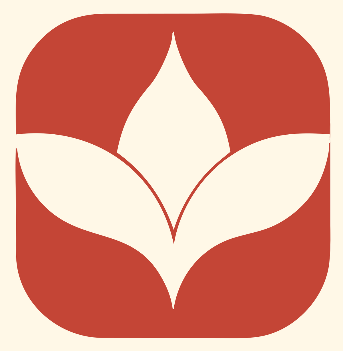 Negative Space Lotus Rounded Badge #fff8e7/#c44536