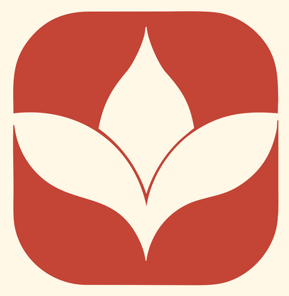 Negative Space Lotus Rounded Badge #fff8e7/#c44536