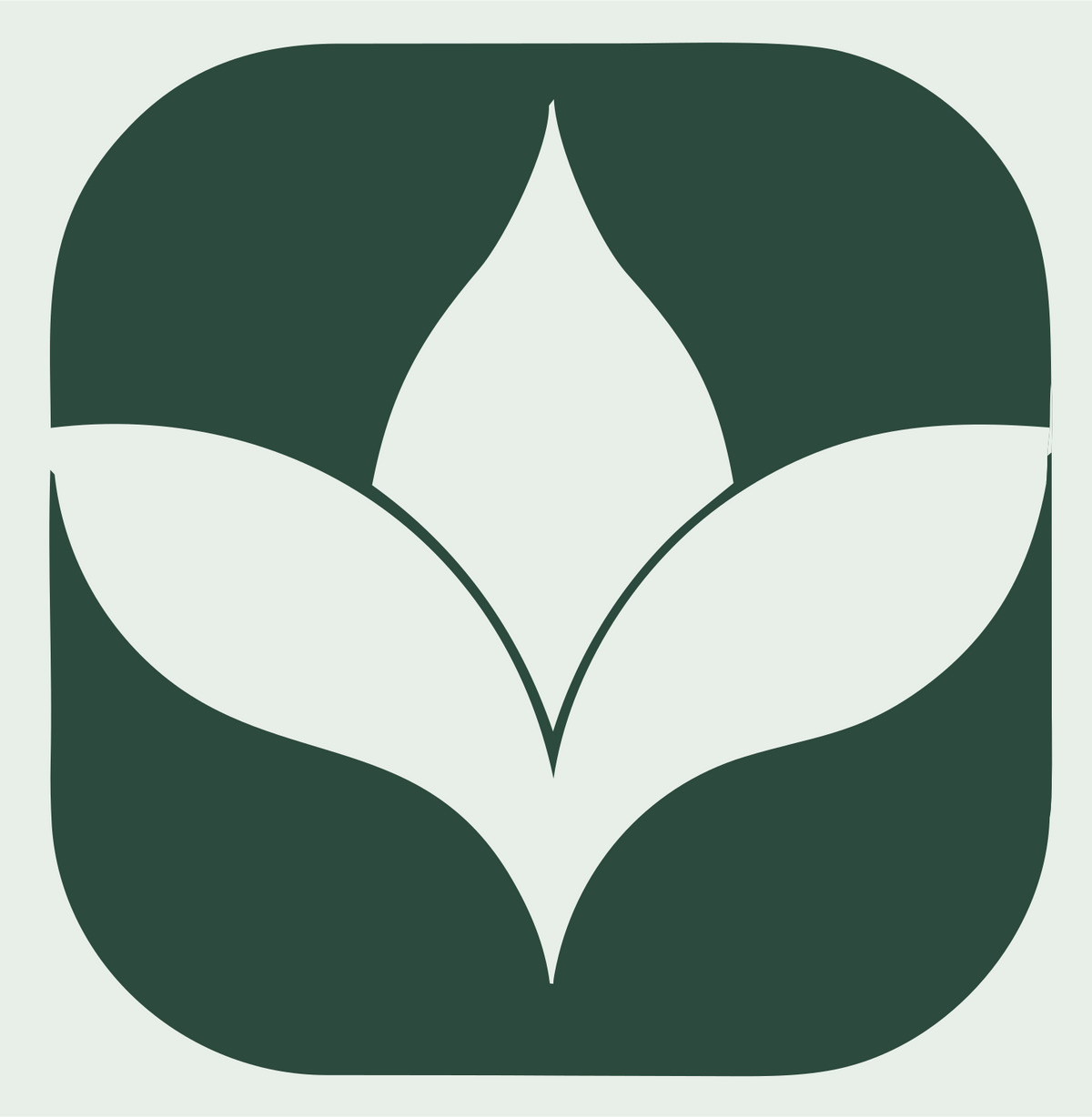 Negative Space Lotus Rounded Badge #e8efe9/#2d4a3e