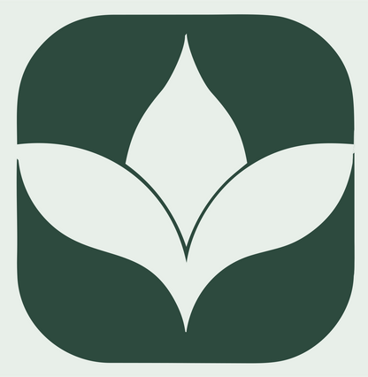 Negative Space Lotus Rounded Badge #e8efe9/#2d4a3e