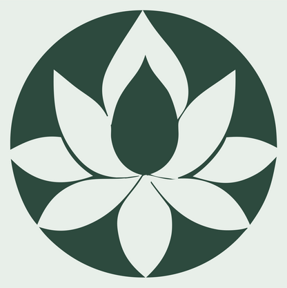 Negative Space Lotus Circle Icon #e8efe9/#2d4a3e