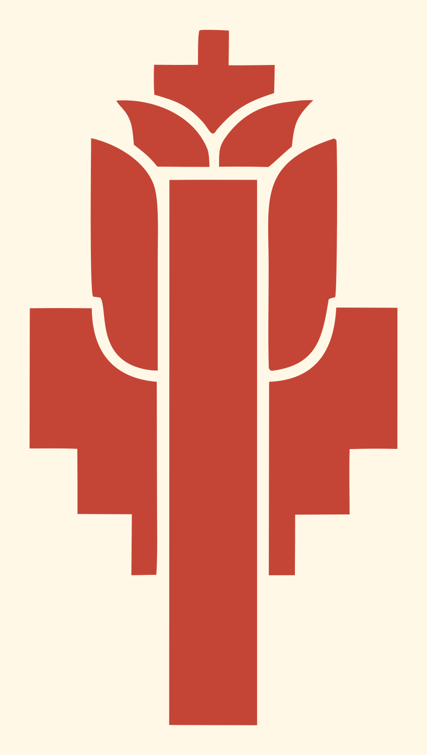 Art Deco Lotus Tower Emblem #fff8e7/#c44536