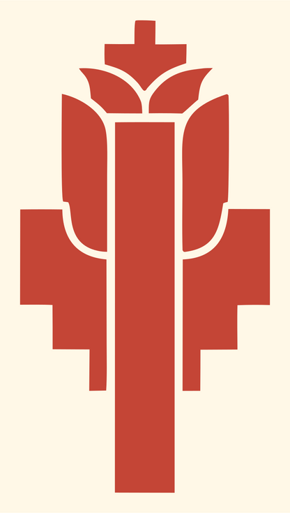 Art Deco Lotus Tower Emblem #fff8e7/#c44536